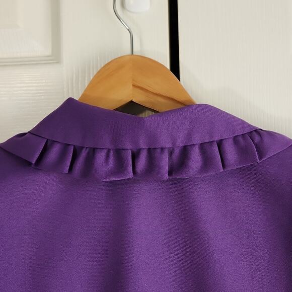 Vintage Anthony Richards Womens Purple Blazer Jacket Size LG Ruffle Button Front - Picture 3 of 9